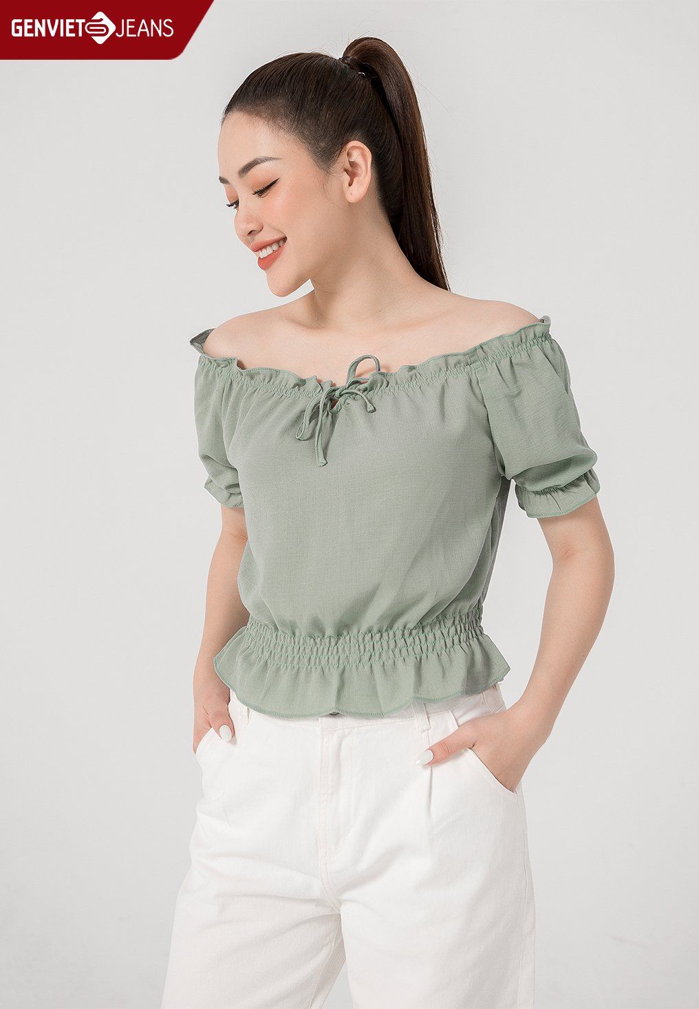  Áo Sơ Mi Cộc Tay Nữ Cotton Croptop TA329C1715 