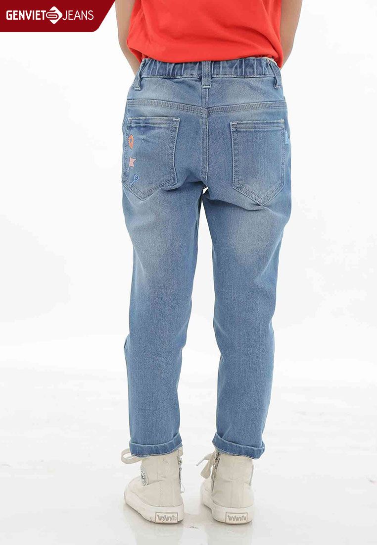  BQ103J460 - Quần Dài Jeans Thêu Hoạ Tiết Mini Bé Gái Nhí 