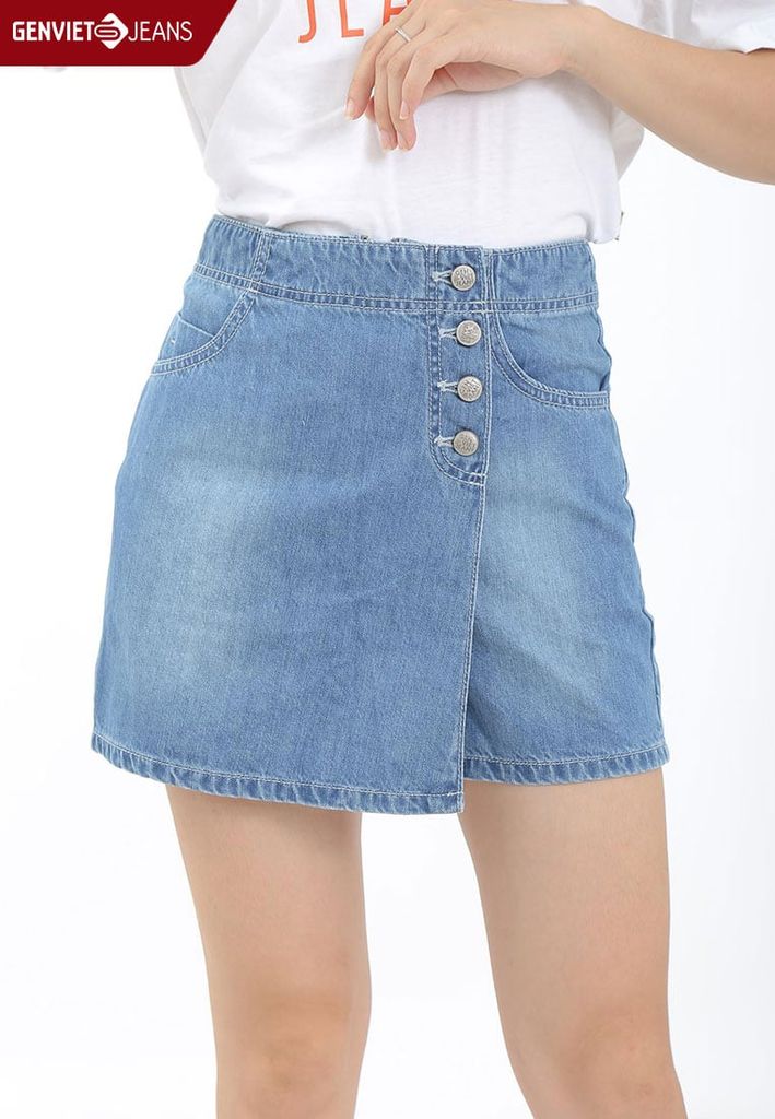 TJ323J491 - Quần Short Giả Váy Vạt Đáp Khuy Lệch