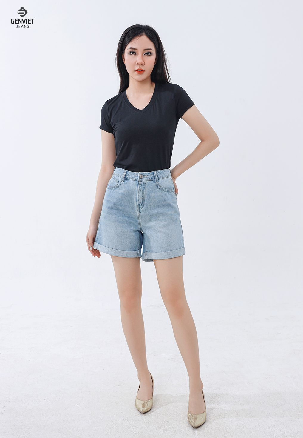  Quần Sooc Nữ Jeans Dáng A TQ428J8273 