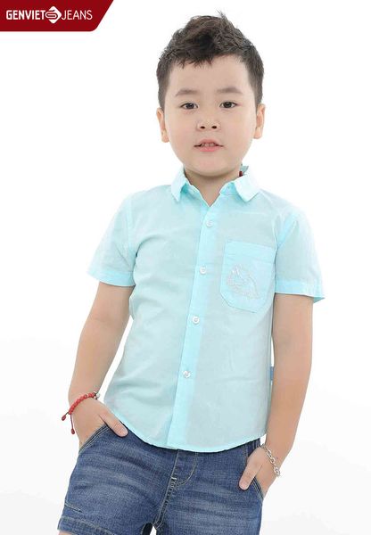  B3321C385 - Áo Sơmi Cộc Tay Bé Trai Nhí 