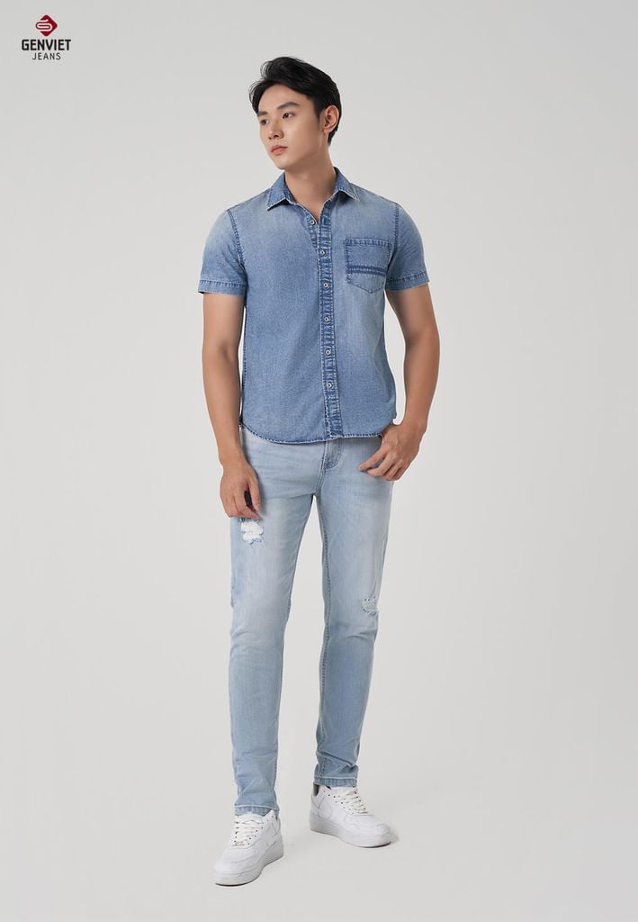 Áo Sơ Mi Jeans Cộc Tay Nam T3323J8569