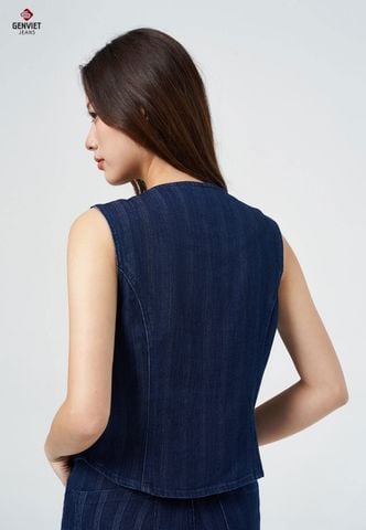 Áo Gile Nữ Jeans Suông Vừa XK421J8424