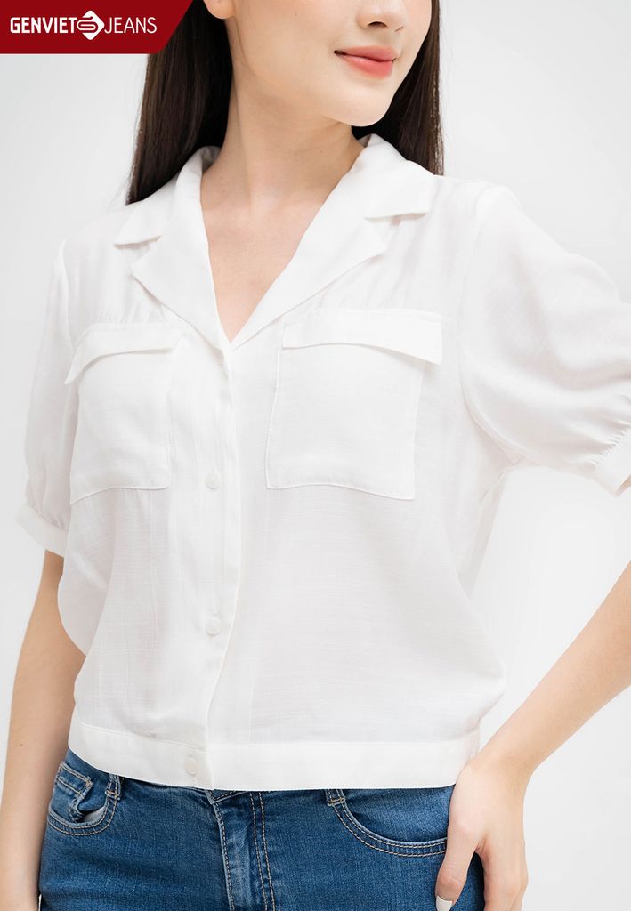 Áo Sơ Mi Cộc Tay Nữ Cotton Suông Vừa TA323C2162