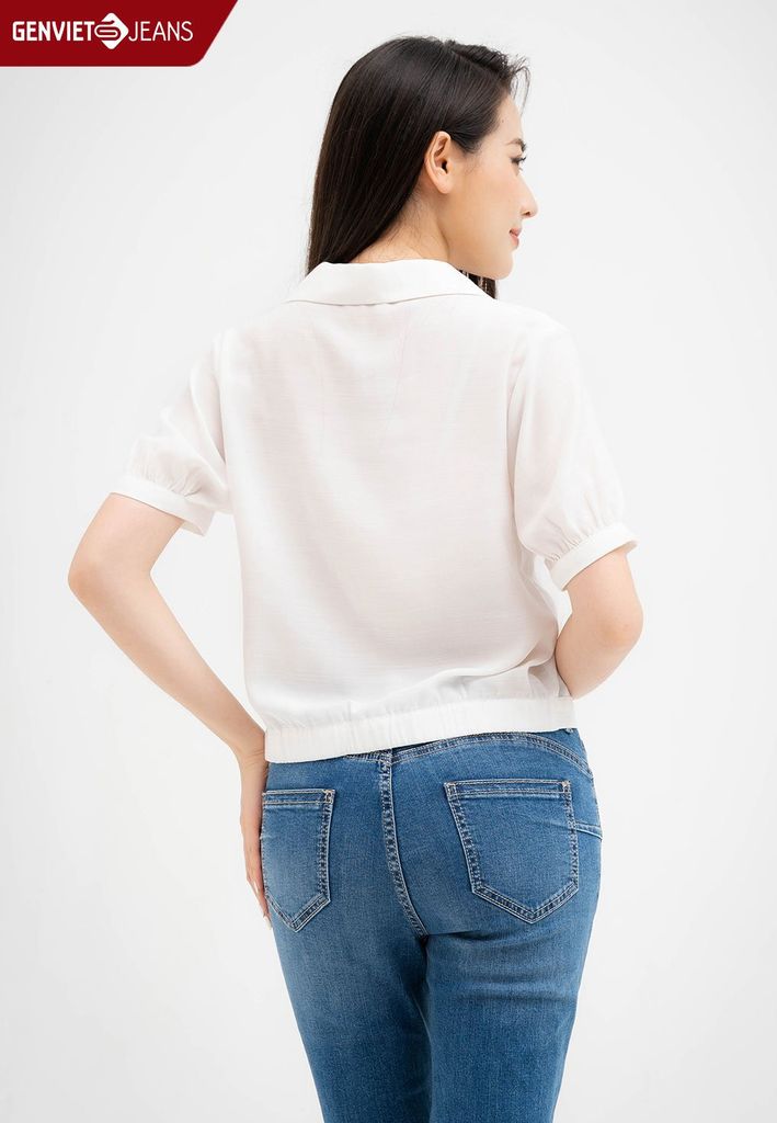 Áo Sơ Mi Cộc Tay Nữ Cotton Suông Vừa TA323C2162