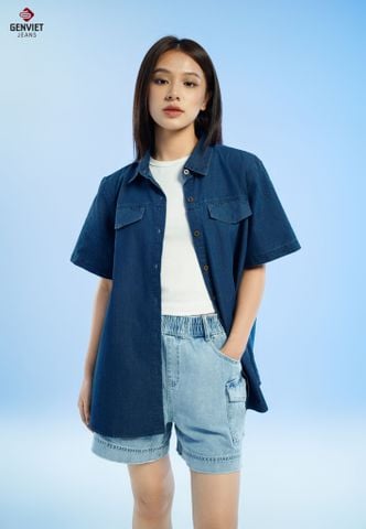Áo Sơ Mi Jeans Cộc Tay Unisex XAU24J8572