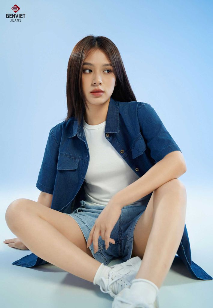 Áo Sơ Mi Jeans Cộc Tay Unisex XAU24J8572