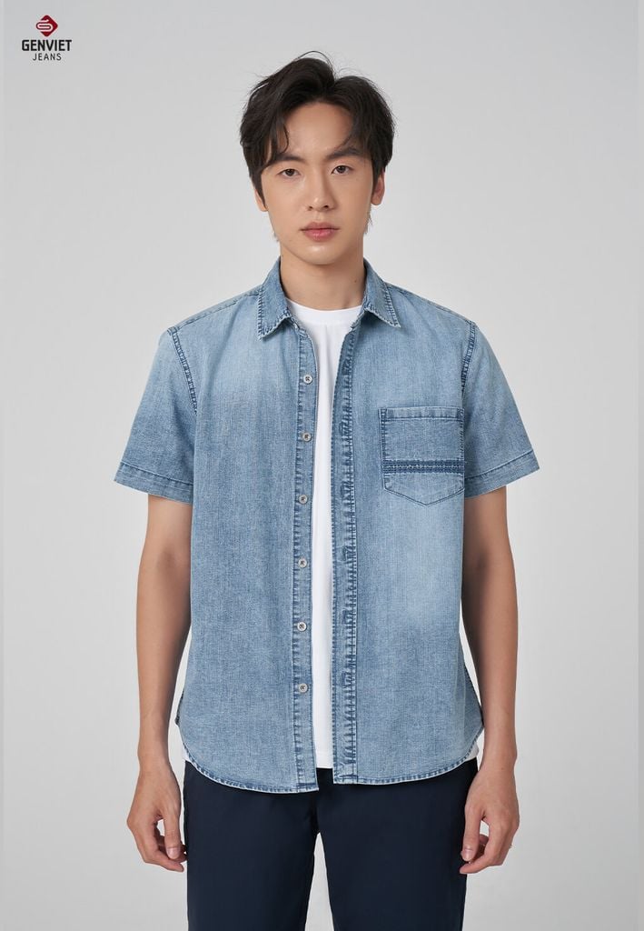 Áo Sơ Mi Jeans Cộc Tay Nam T3323J8569