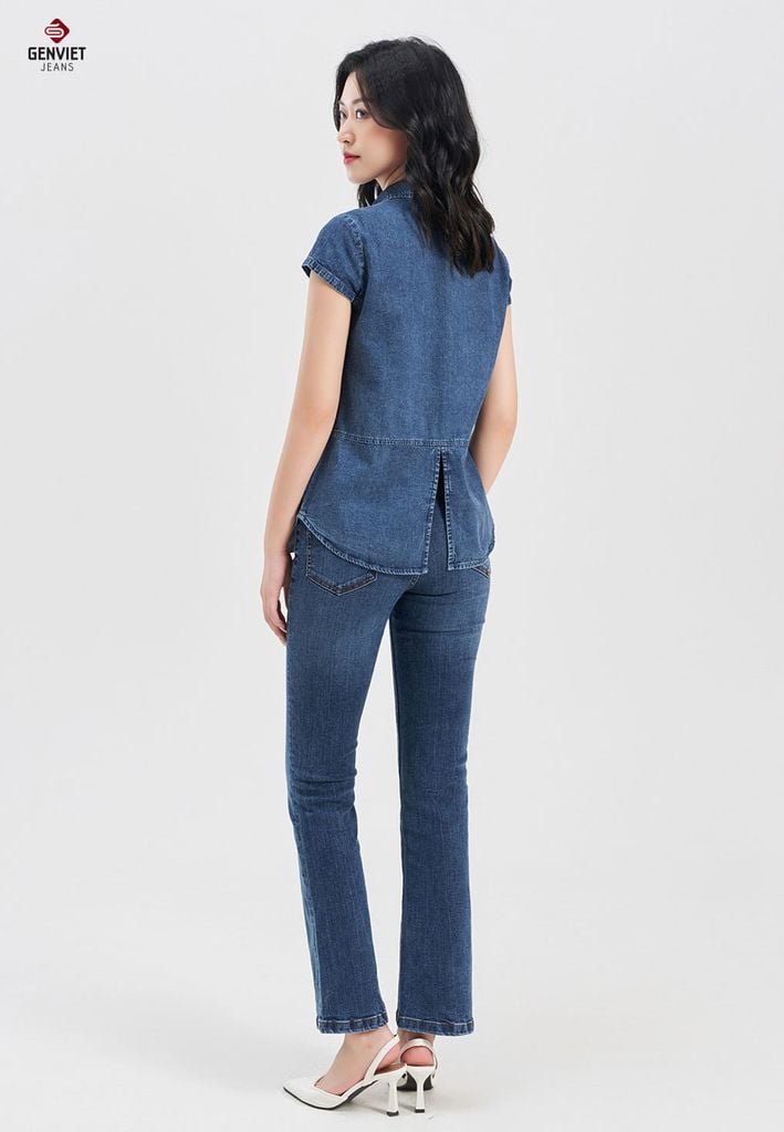 Áo Sơ Mi Jeans Cộc Tay Nữ TA324J8219