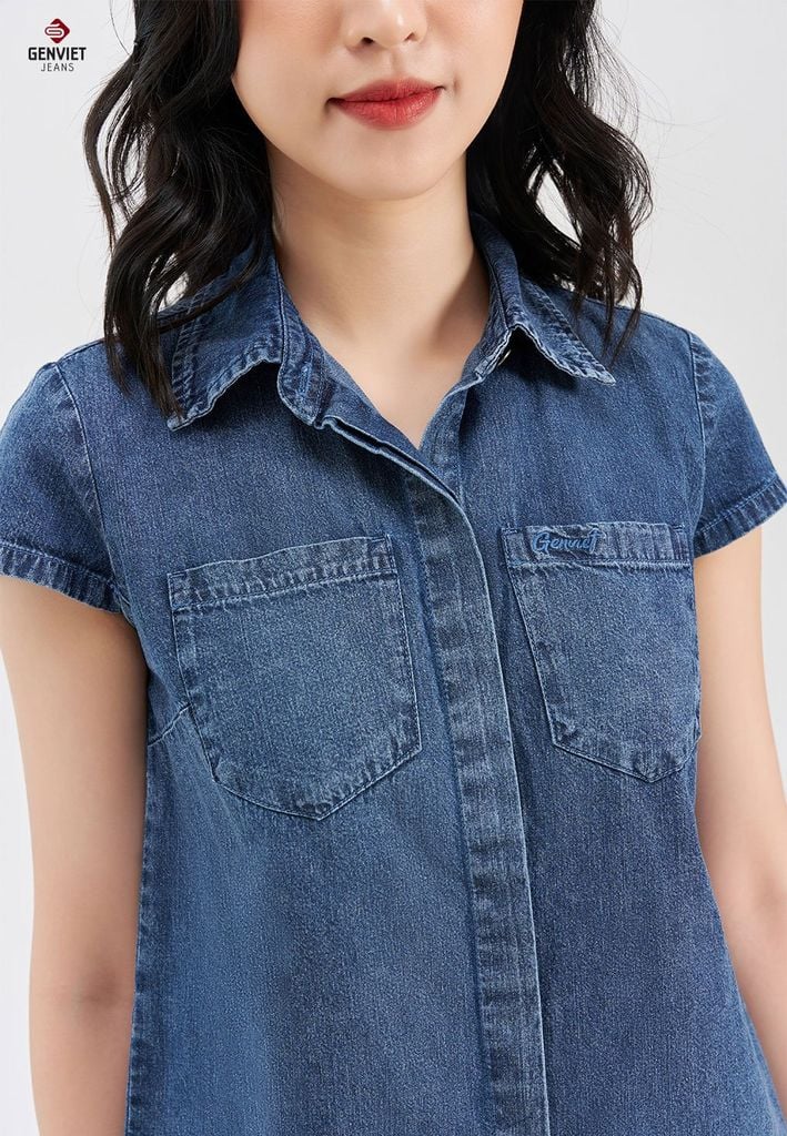 Áo Sơ Mi Jeans Cộc Tay Nữ TA324J8219