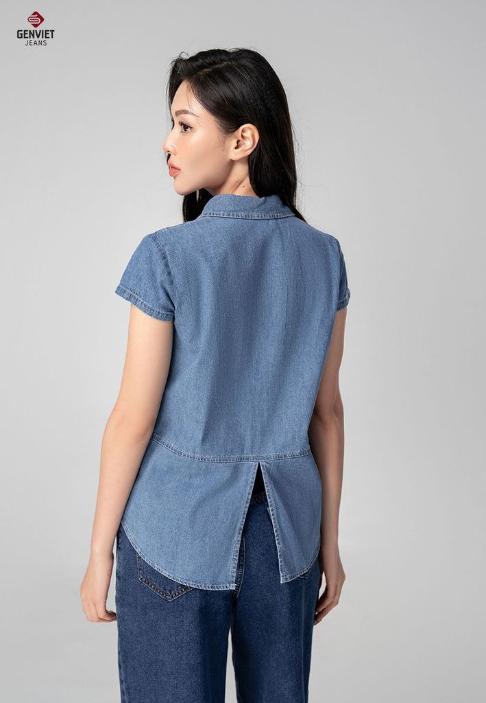 Áo Sơ Mi Jeans Cộc Tay Nữ TA324J8219