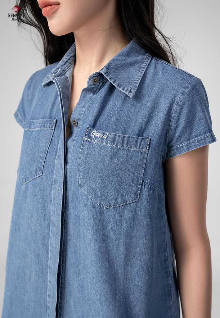 Áo Sơ Mi Jeans Cộc Tay Nữ TA324J8219