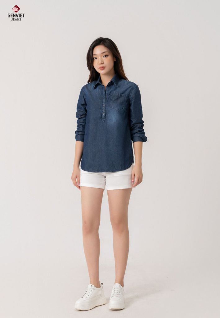 Áo Sơ Mi Jeans Dài Tay Nữ TA123J8541
