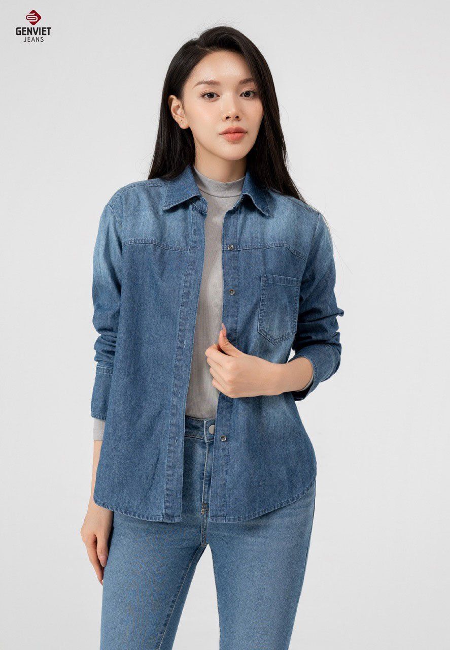  Áo Sơ Mi Dài Tay Nữ Jeans Suông TA124J8425 