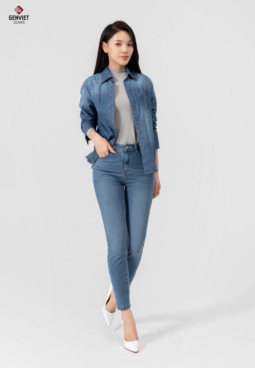  Áo Sơ Mi Dài Tay Nữ Jeans Suông TA124J8425 