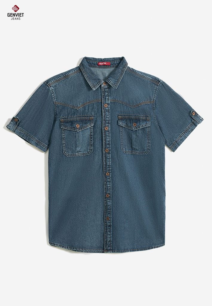 Áo Sơ Mi Jeans Cộc Tay Nam T3321J8194