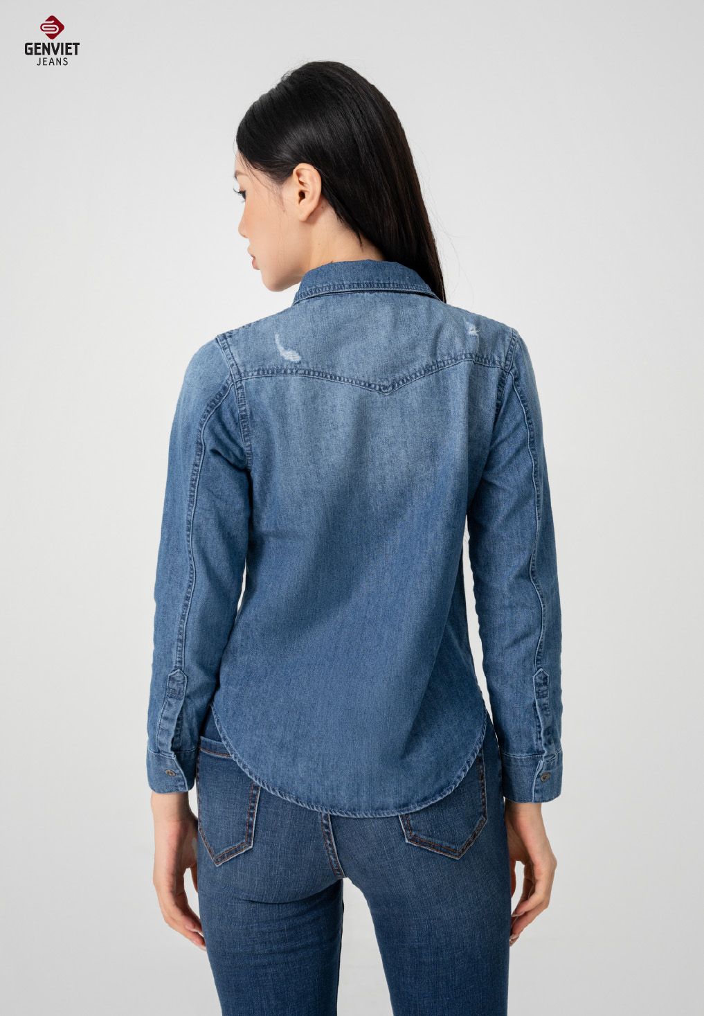  Áo Sơ Mi Dài Tay Nữ Jeans Suông Vừa TA123J8429 