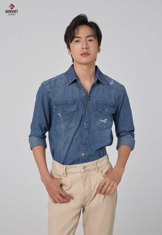 Áo Sơ Mi Jeans Dài Tay Nam T3121J8423