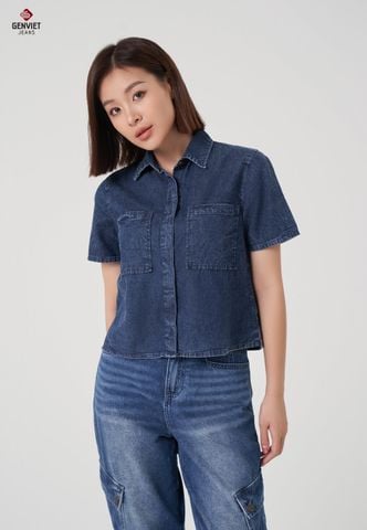 Áo Sơ Mi Jeans Cộc Tay Nữ TA323J8574