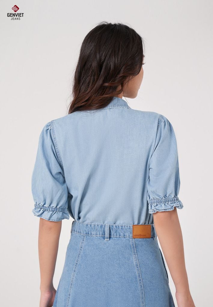 Áo Sơ Mi Jeans Cộc Tay Nữ TA323J8573