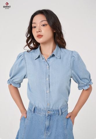 Áo Sơ Mi Jeans Cộc Tay Nữ TA323J8573