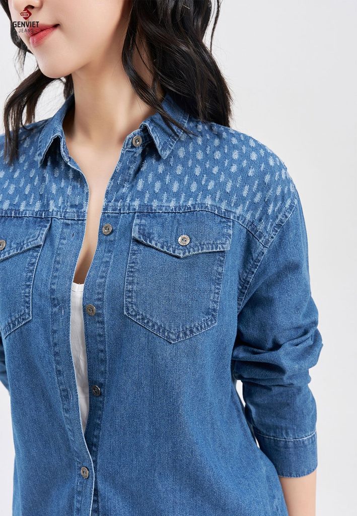 Áo Sơ Mi Jeans Dài Tay Nữ TA123J8171