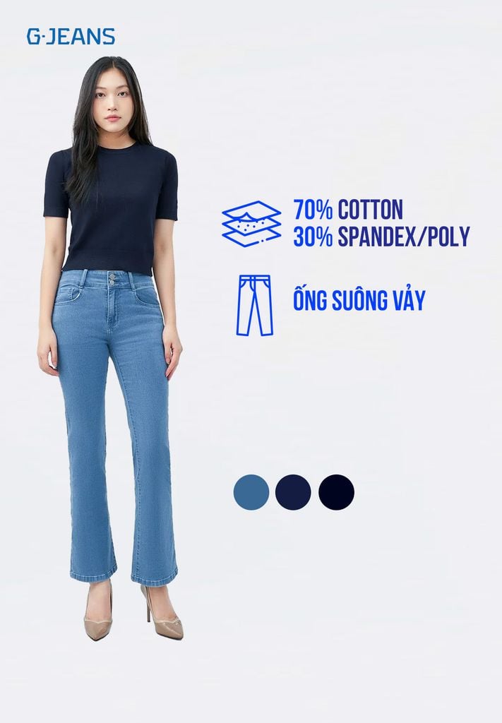 Quần Jeans Nữ Suông Vảy DQ1210J08783