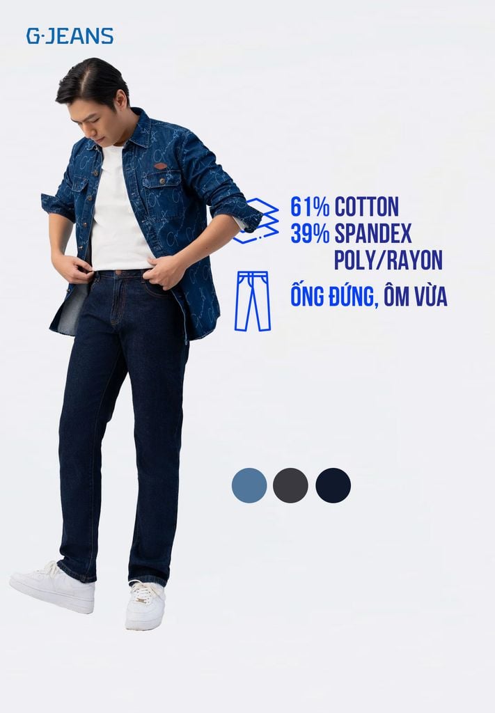 Quần Jeans Nam Ống Col Đứng DQ1108J08766
