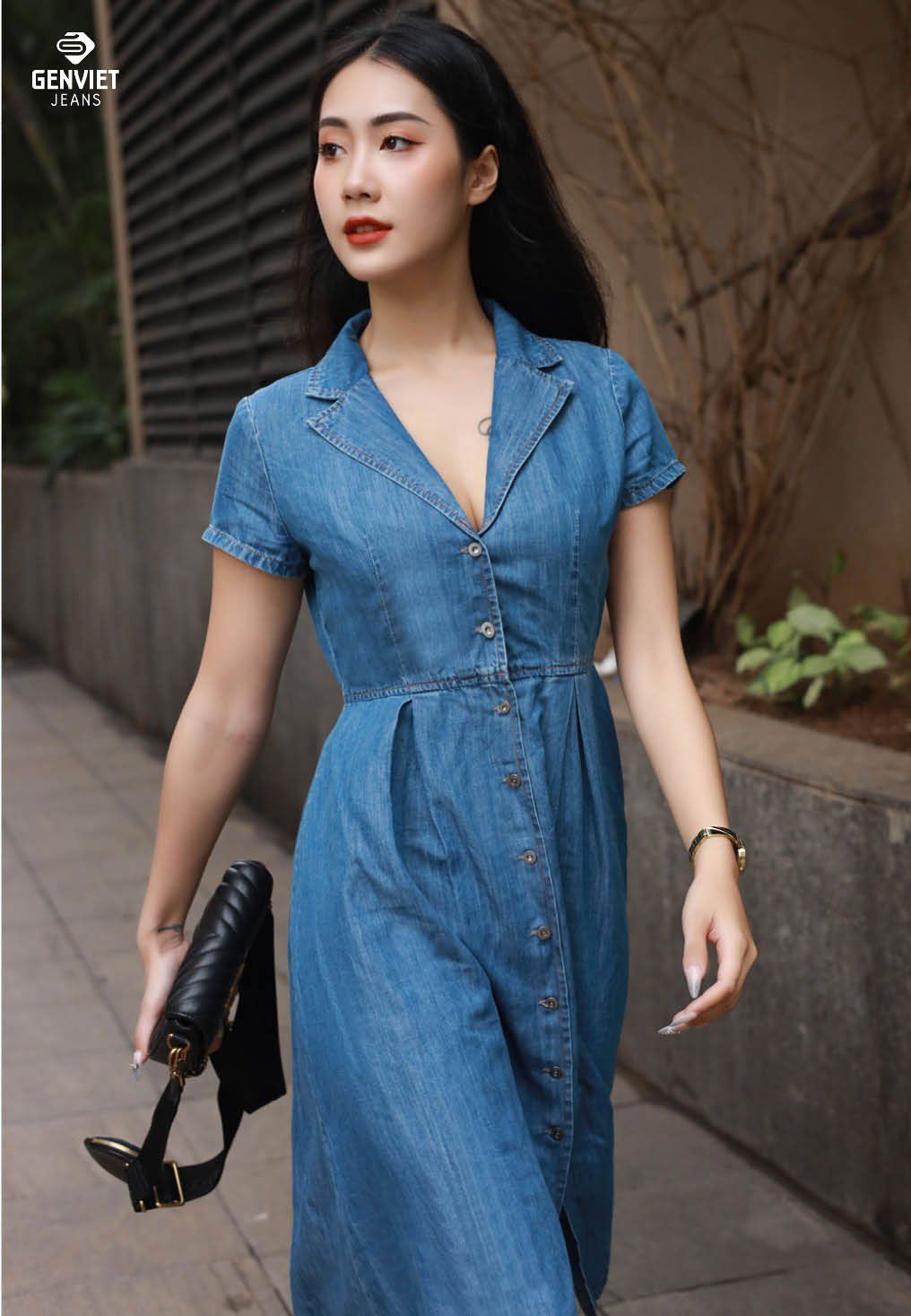  Đầm Nữ Jeans Xòe TD327J8176 