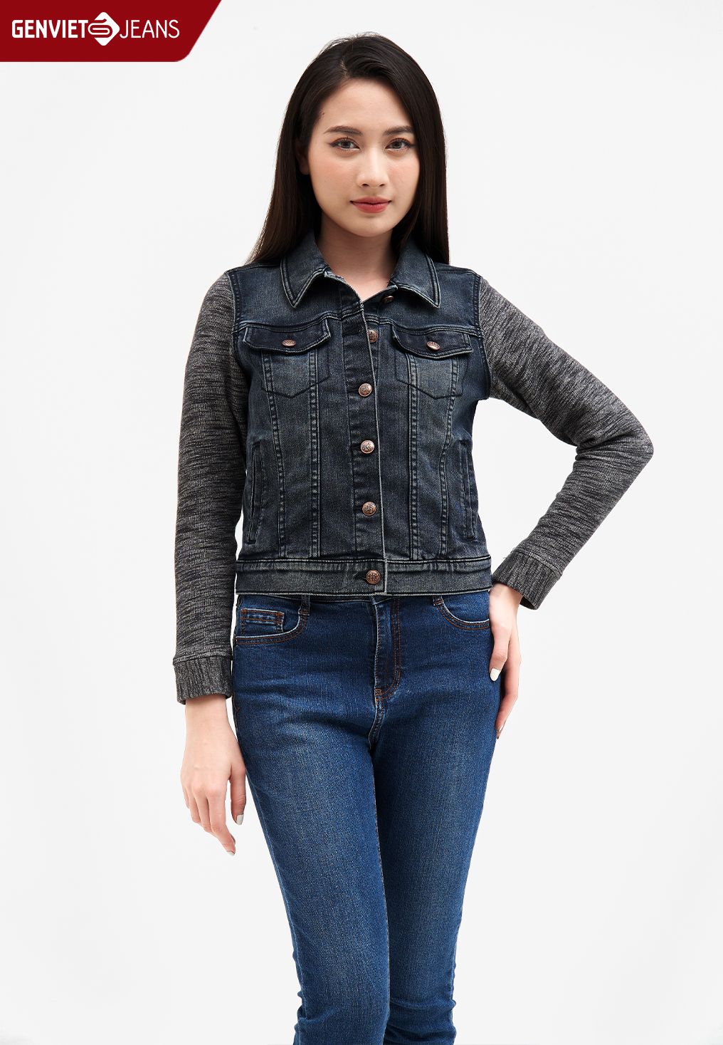  Áo Khoác 1 Lớp Nữ Jeans Ôm Vừa TK121J2084 