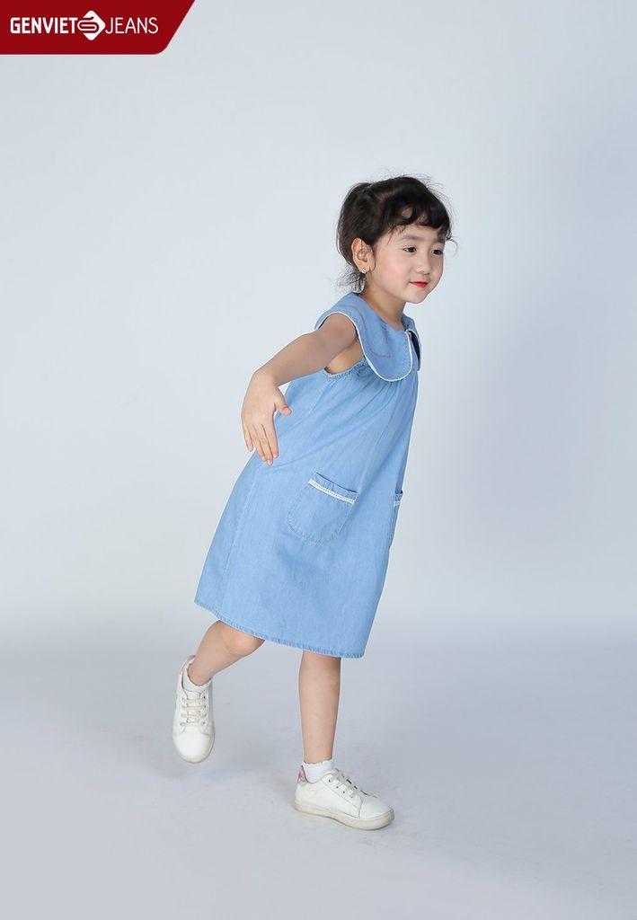 Đầm Bé Gái Jeans Suông BD324J1797