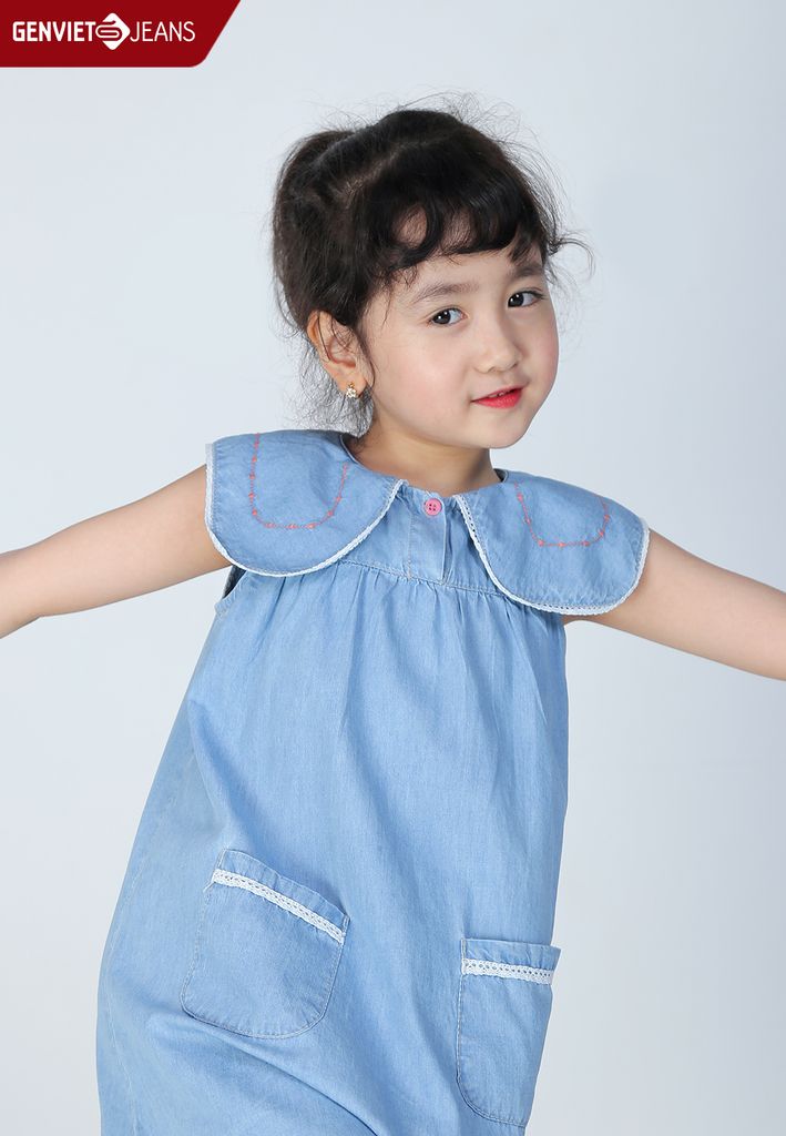 Đầm Bé Gái Jeans Suông BD324J1797