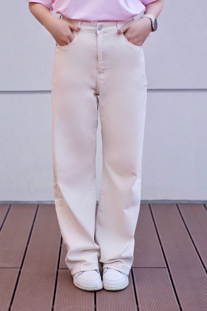 Quần dài jeans nữ dáng suông vừa DQ1223J08980