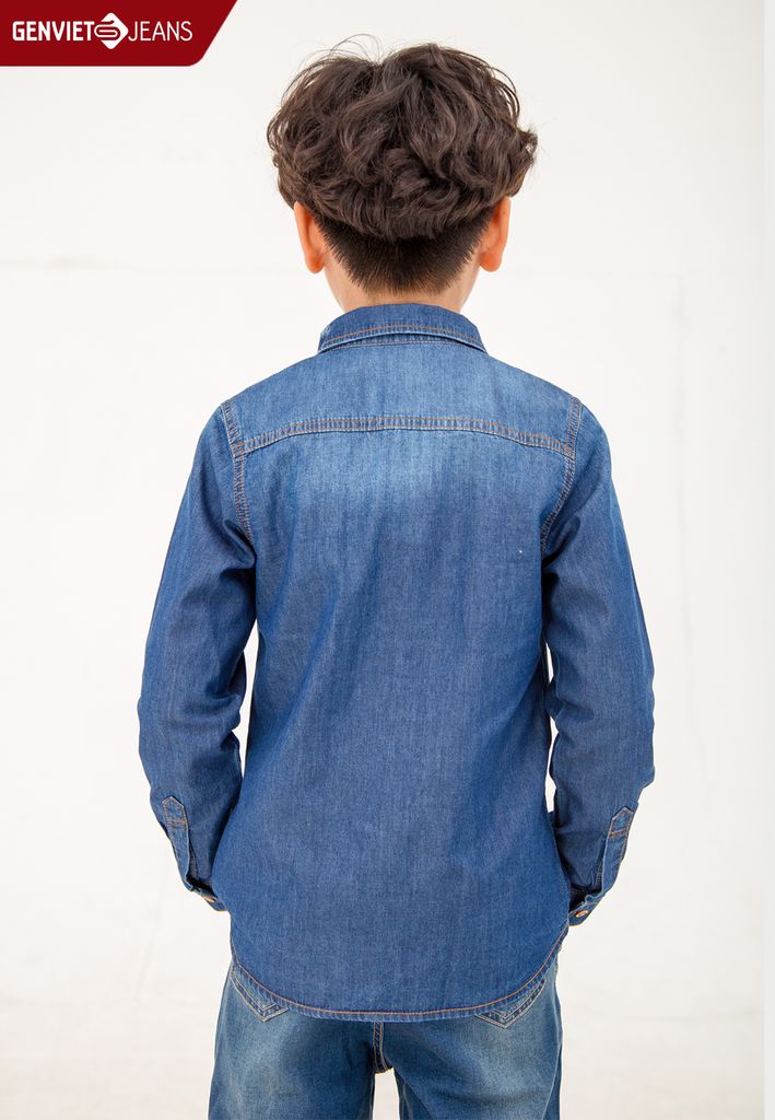 Áo Sơ Mi Dài Tay Bé Trai Jeans Ôm Vừa N3121J2019