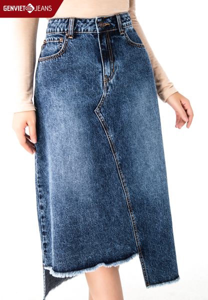  TJ328J1718 - Chân Váy Jeans Dáng Dài Nữ 