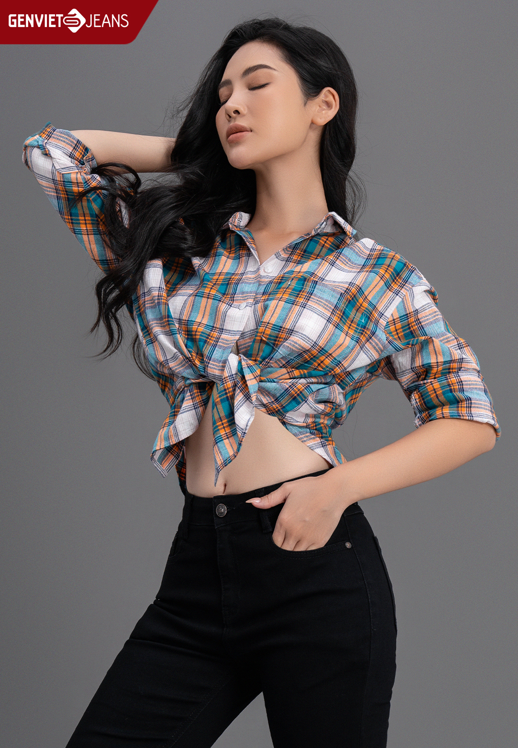 Ta124L2161 - Áo Sơ Mi Nữ Kẻ Sọc Caro Dài Tay