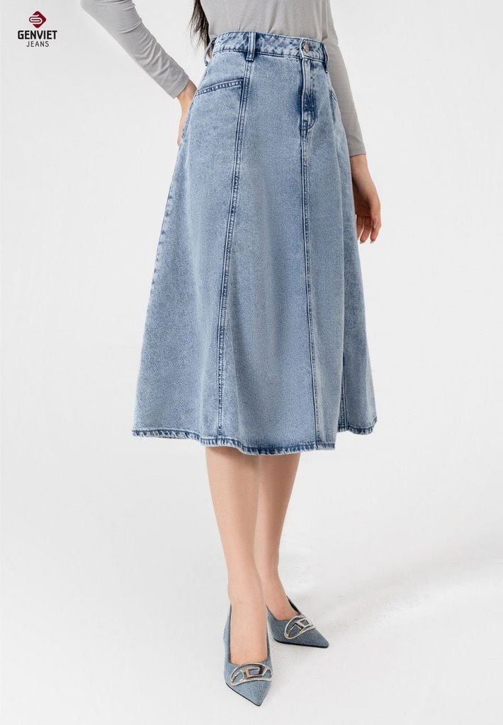 Juyp Dài Jeans Nữ Dáng Xoà TJ227J8413
