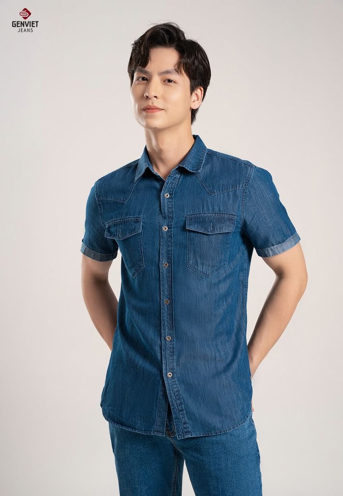 Áo Sơ Mi Jeans Cộc Tay Nam T3321J8196