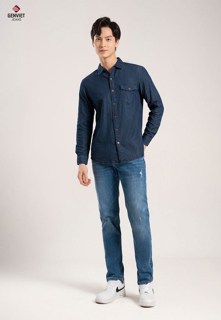 Áo Sơ Mi Jeans Dài Tay Nam
