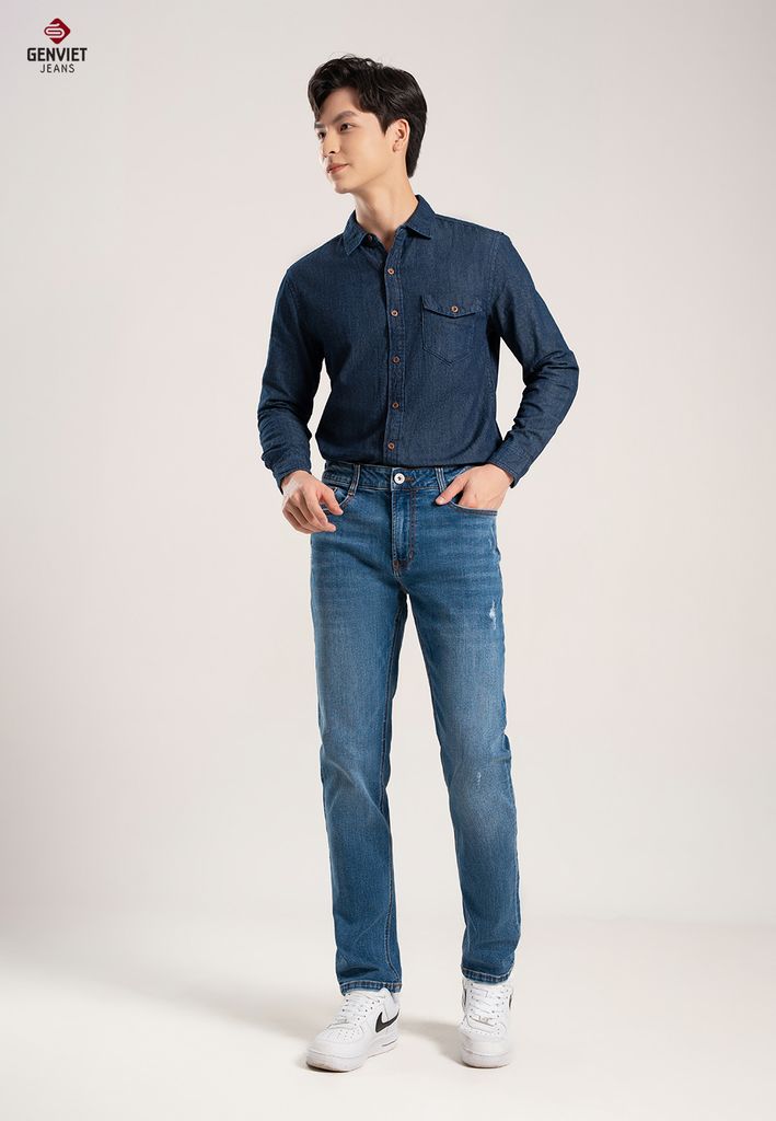 Quần Jeans Nam Ống Col Đứng T1108J8277