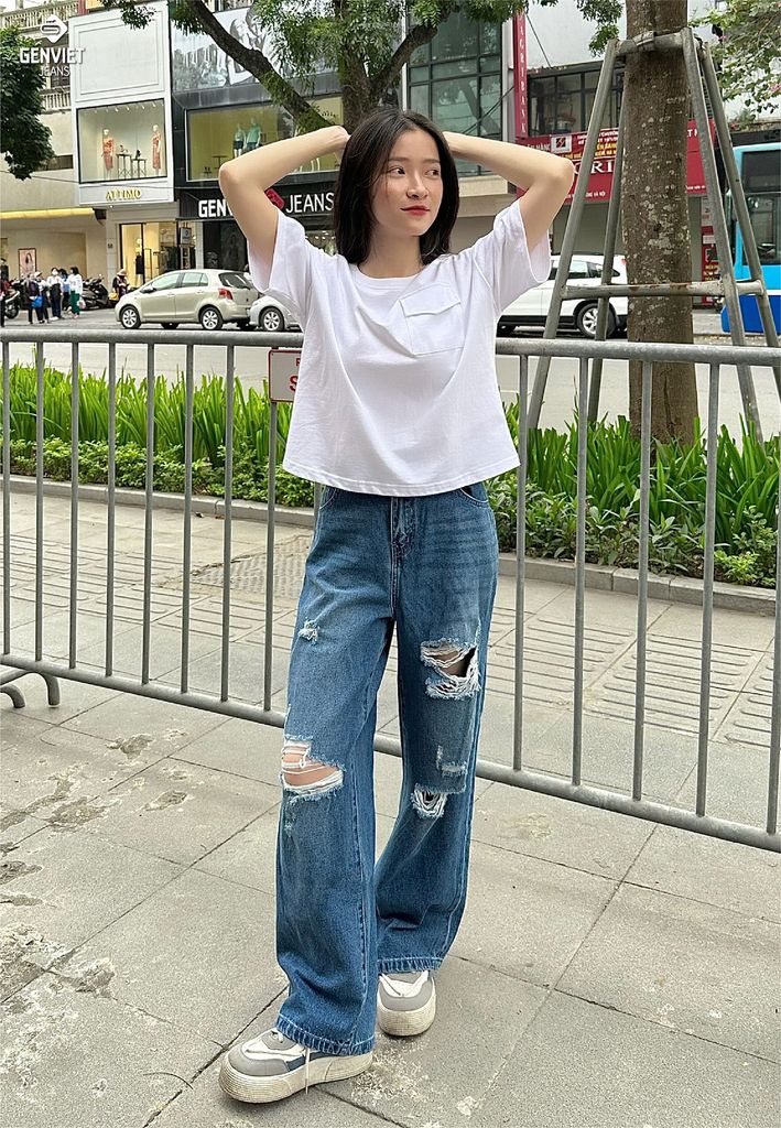 Quần Jeans Nữ Ống Suông XQ124J8271