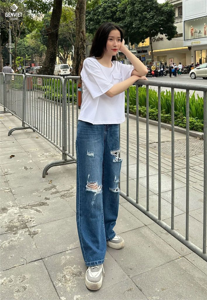 Quần Jeans Nữ Ống Suông XQ124J8271