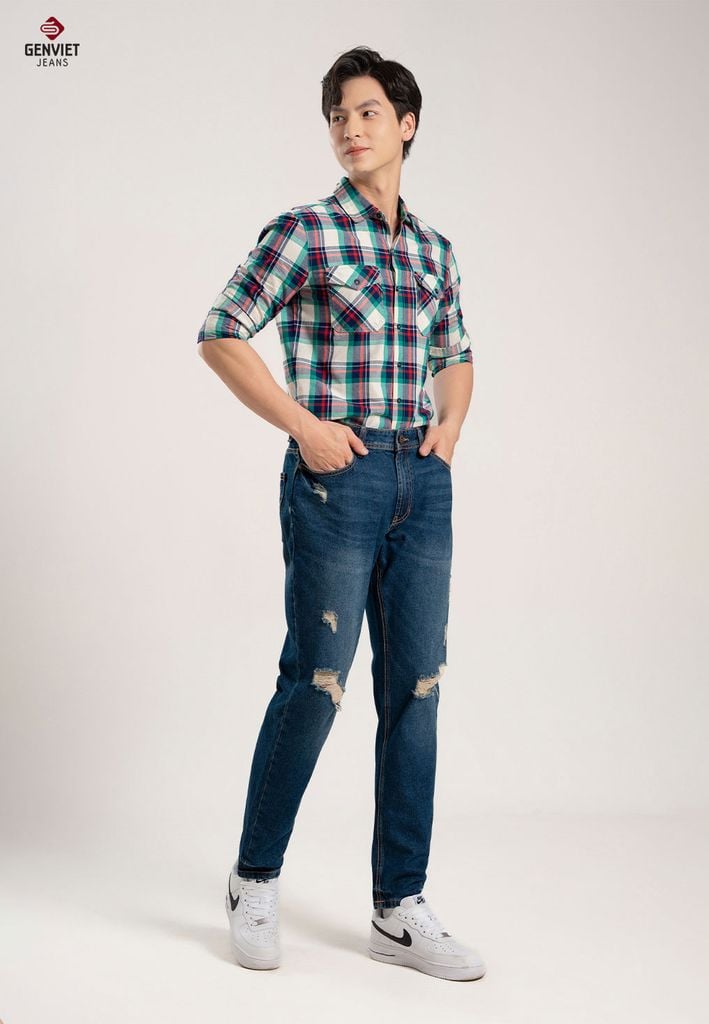 Quần Jeans Nam Dáng Col Thụng T1104J8289