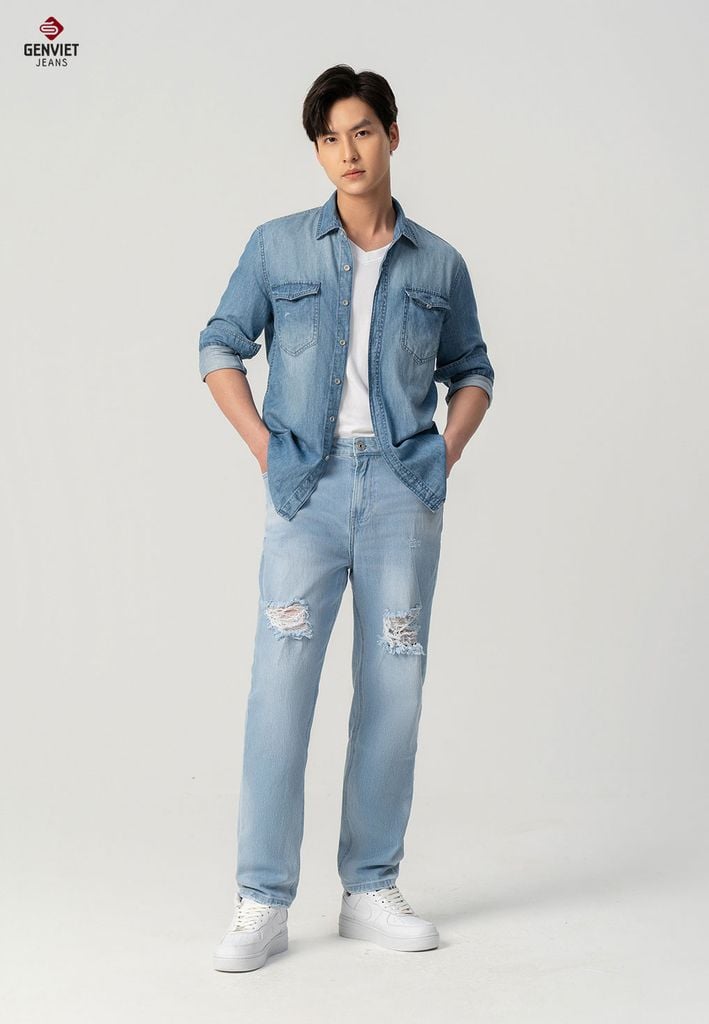 Quần Jeans Nam Dáng Col Thụng T1104J8517