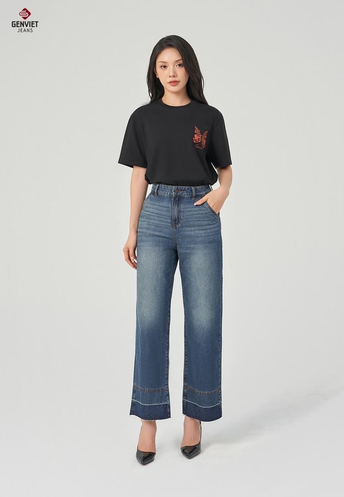 Quần Jeans Nữ Suông Vừa