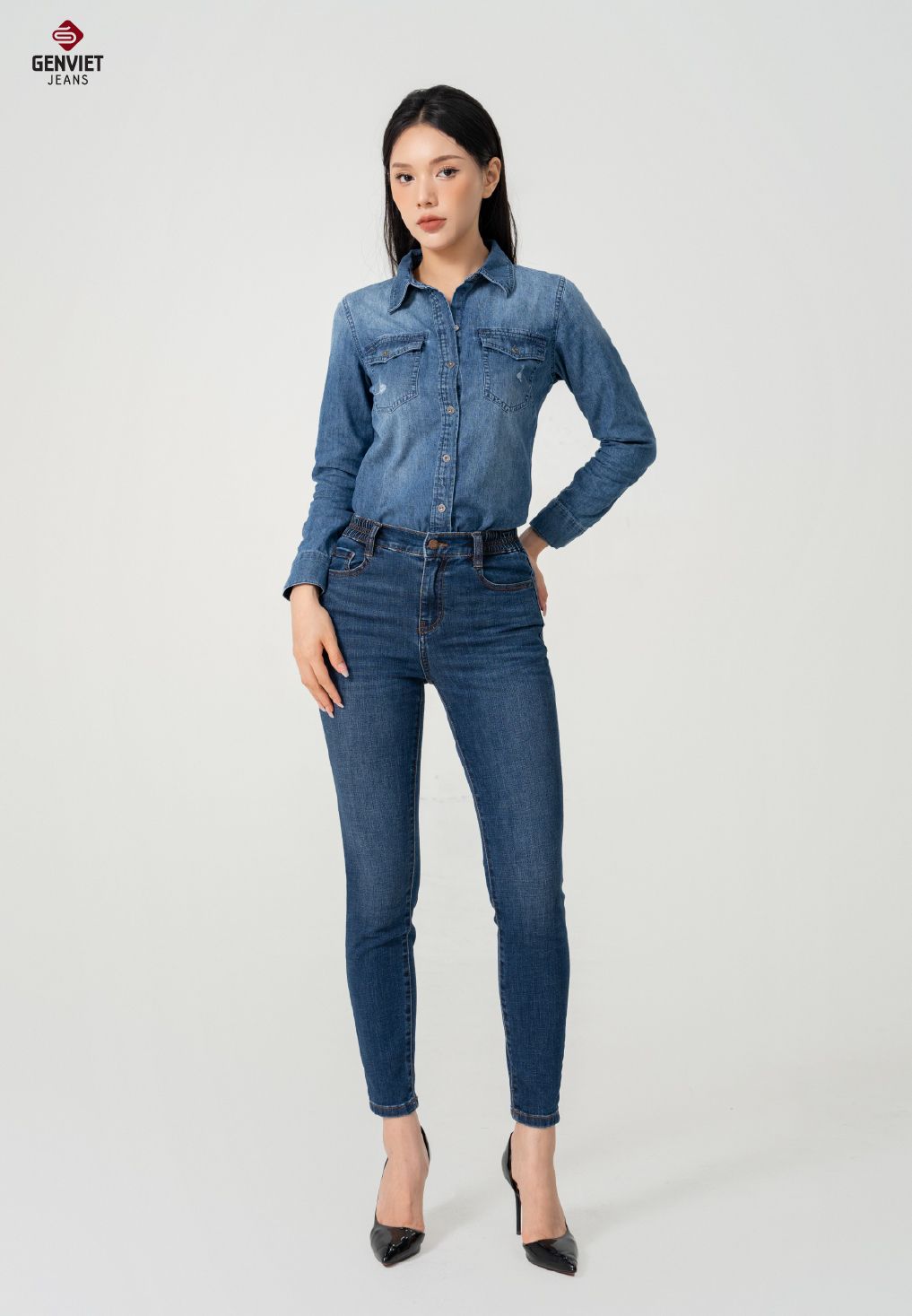  Quần Dài Nữ Jeans Col Cơ Bản DQ103J8392 