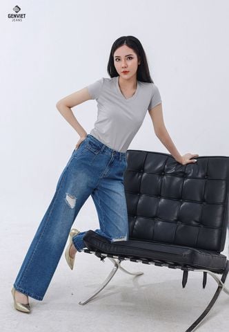 Quần Jeans Nữ Ống Suông TQ124J8154