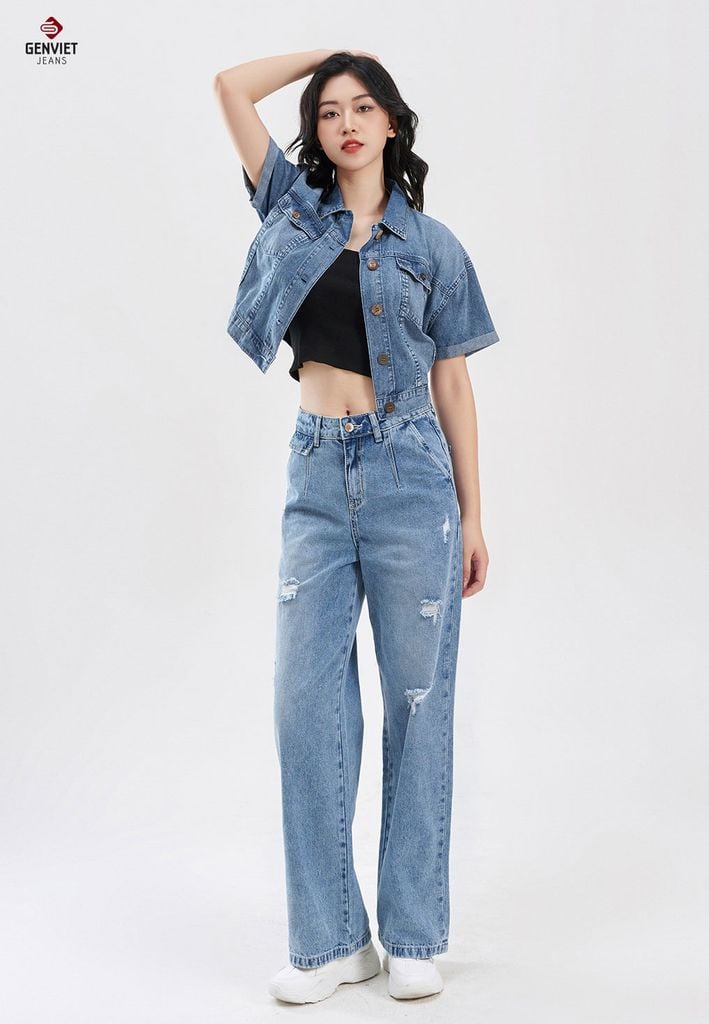 Quần Jeans Nữ Ống Suông TQ124J8154