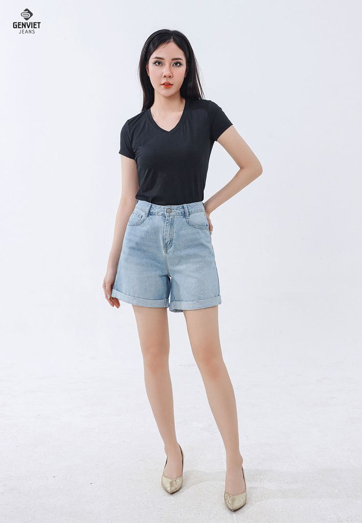 Quần Sooc Jeans Nữ Dáng A