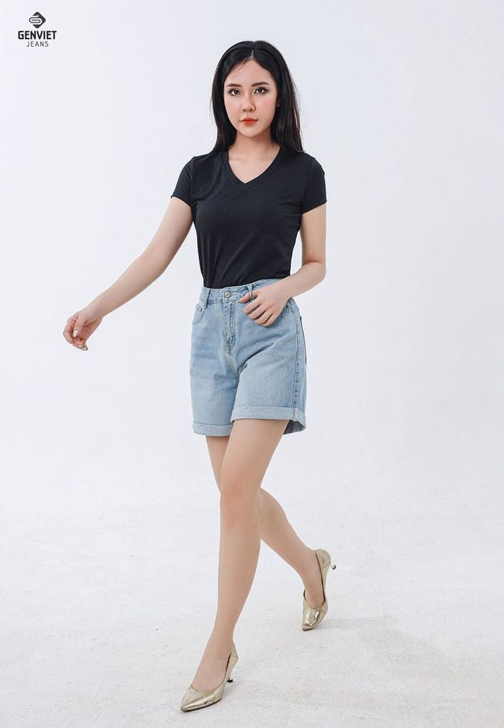 Quần Sooc Jeans Nữ Dáng A